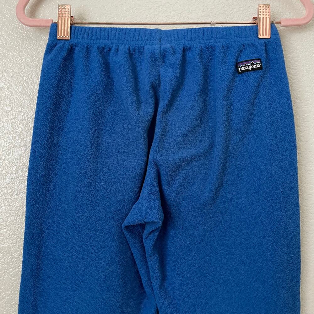 Patagonia Pants Kids Medium 10 Royal Blue Fleece Straight Leg Pull On Ski Snow - Picture 6 of 10